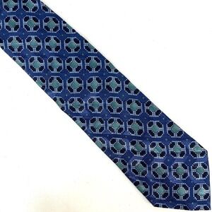 Ermenegildo Zegna Necktie Men's Blue Geometric Men 100% Silk Made In Italy